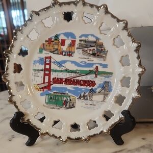 Vintage | San Francisco | Decorative Plate with 14K Gold Trim